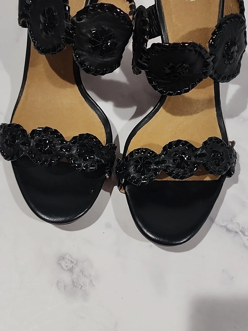 Jack Rogers Wedge Heel Woman’s Sandals Black  Faux Leather